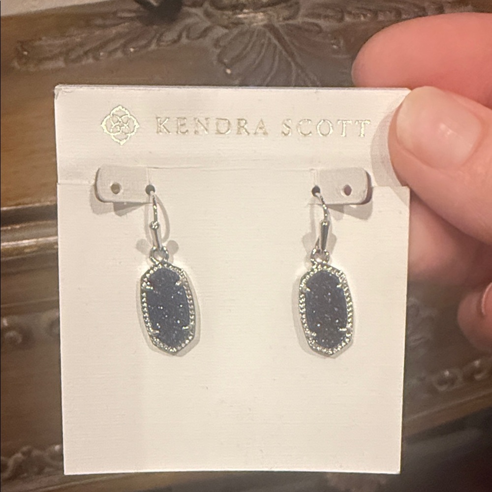 Kendra Scott Navy Drusy Drop Earrings - Silver Tone